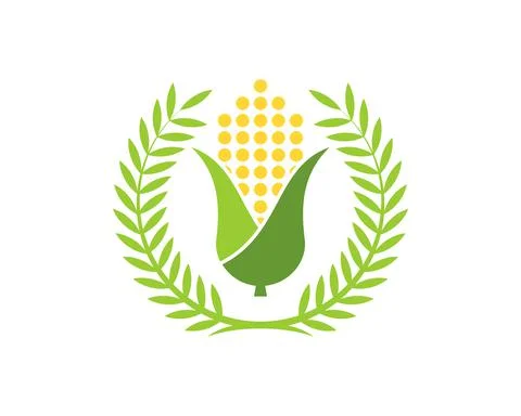 Circular wheat with abstract corn farm Stock Illustration