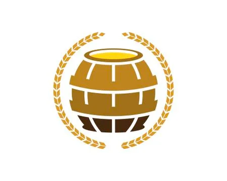 Circular wheat with beer drum inside Stock Illustration