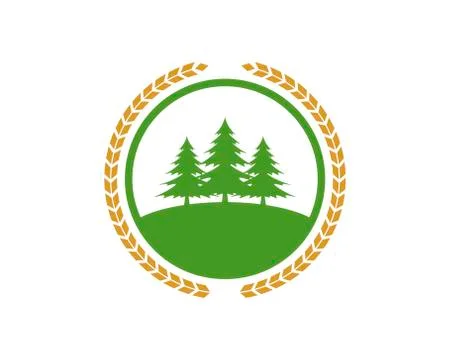 Circular wheat with circle shape and pines tree inside Stock Illustration