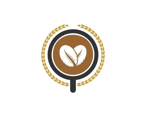 Circular wheat with coffee cup and coffee beans Stock Illustration