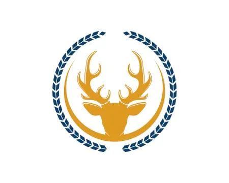 Circular wheat with deer head inside Stock Illustration