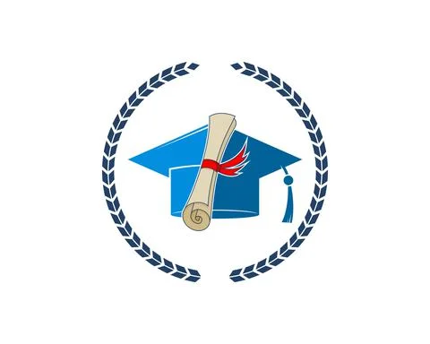 Circular wheat with graduation hat and certificate inside Stock Illustration