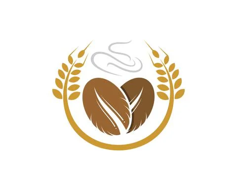 Circular wheat with hot coffee beans inside Stock Illustration