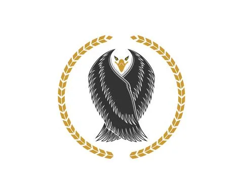 Circular wheat with luxury eagle inside Stock Illustration