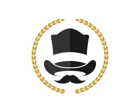 Circular wheat with magical hat and mustache inside Stock Illustration