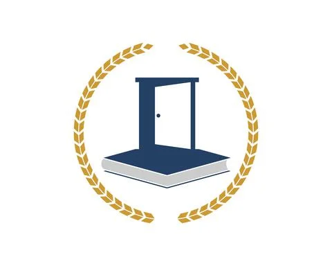 Circular wheat with simple book and door inside Stock Illustration