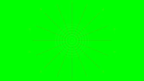 A circular wheel design featuring concentric rings on a bright green backgrou Video stock 340901508