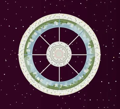 Circular wheel space station Stock Illustration