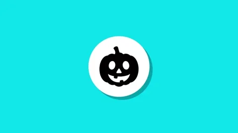 A circular white background features a black halloween pumpkin with a cheer.. Stock Footage 327762702