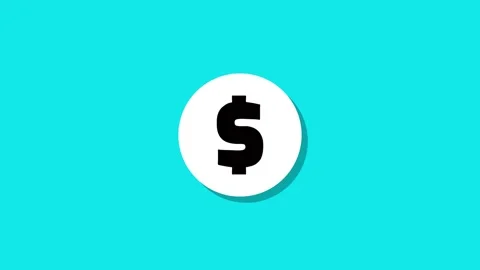 A circular white graphic object expands to reveal a dollar symbol against a.. Stock Footage 327762917