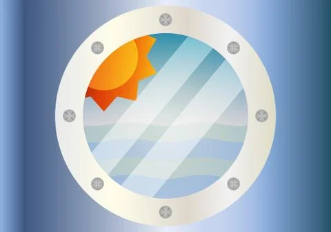 Circular window of a cabin of a ship. Stock Illustration