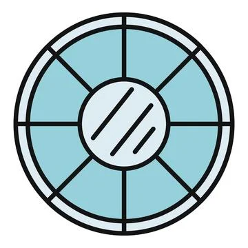 Circular window porthole design displaying architecture element icon Illustrazione stock