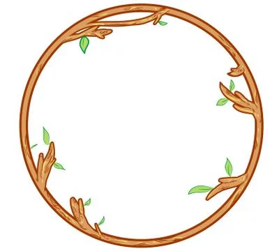Circular wooden frame isolate on white background Stock Illustration