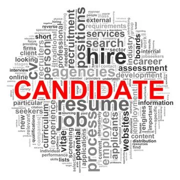 Circular wordcloud design candidate word tags Stock Illustration