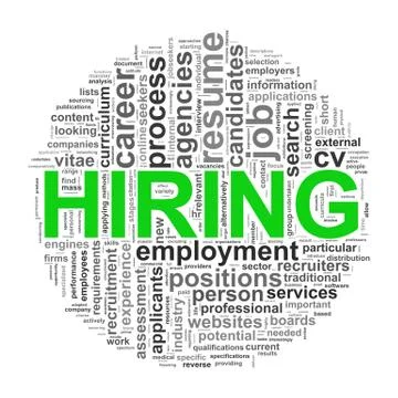Circular wordcloud design hiring word Stock Illustration