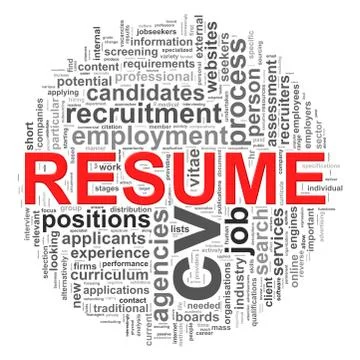 Circular wordcloud design resume word tags Stock Illustration