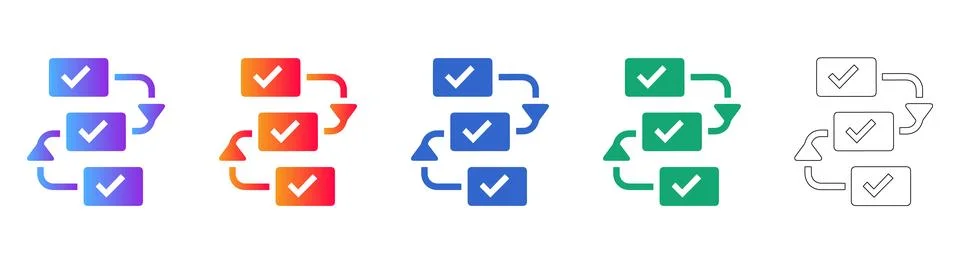 Circular Workflow and Iterative Process Icon Set Stock Illustration