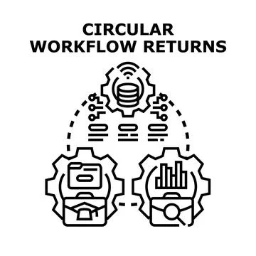 Circular workflow returns process system illustration Stock Illustration