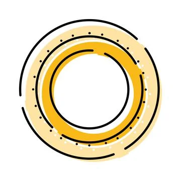 Circular yellow abstract frame with black outline Stock Illustration