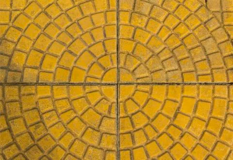 Circular yellow brick paving pattern Stock Photos