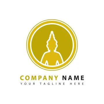 Circular yoga logo design template. Stock Illustration