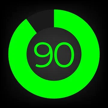 Circulate progress bar with numeric count at the 90 Stock Illustration