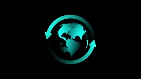 Circulating arrows showing rotating planet earth animation Vidéo 336012115