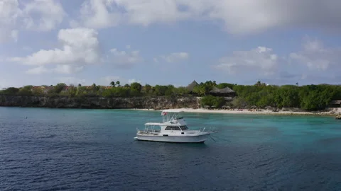 Circulating boat in curacao Stock Footage 201120615