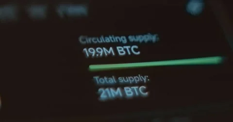 Circulating supply and total supply of Bitcoin Stock Footage 322619088