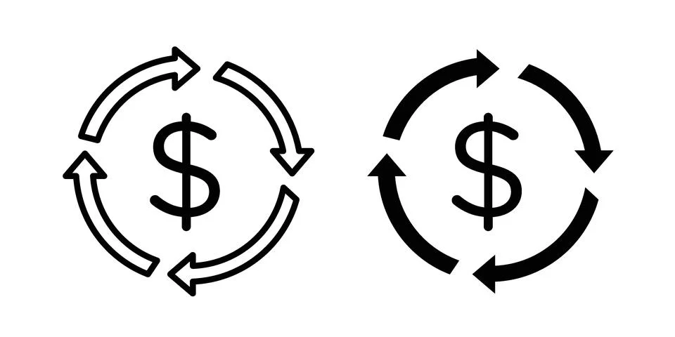 Circulation of money icon bundle for website design projects Illustrazione stock