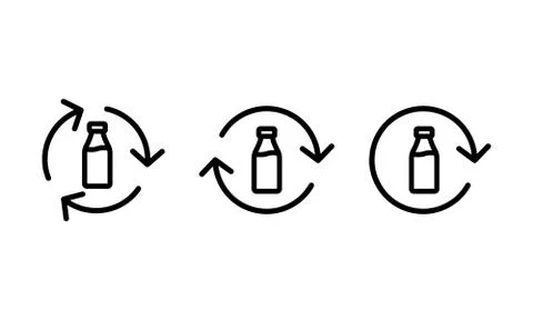 Circulation of plastic in nature icon set. Vector on isolated white backgroun Stock Illustration