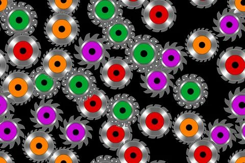 Circulation Saws Seamless Pattern Background, Vector Illustration Stock Illustration