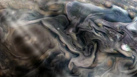Circulation of Storms in the Atmosphere of Jupiter. 4K Resolution. Stock Footage 244867057