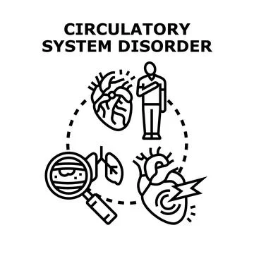 Circulatory system disorder causing heart problems Illustration