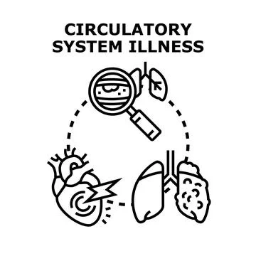 Circulatory system illness concept with heart and lungs Stock Illustration