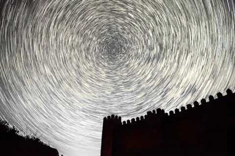 Circumpolar over the castle Stock Photos