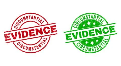 CIRCUMSTANTIAL EVIDENCE Round Watermarks Using Scratched Texture Stock Illustration