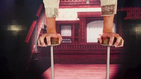 Circus acrobat Balance on his hands Stock Footage 87570820