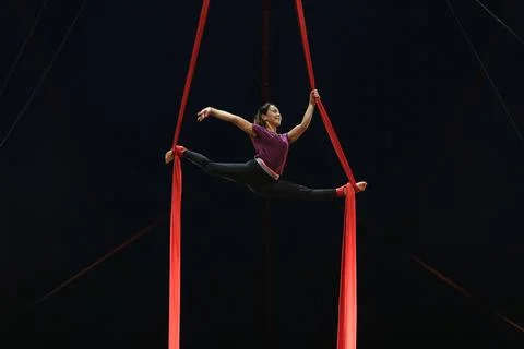 Circus acrobat practicing Stock Photos
