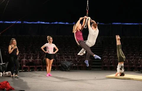 Circus acrobats practicing Foto stock