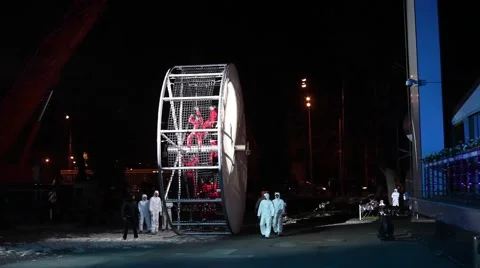 Circus Acrobats at the wheel. Stock Footage 62196378