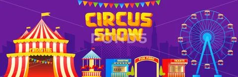 Circus and attractions banner Stock Illustration