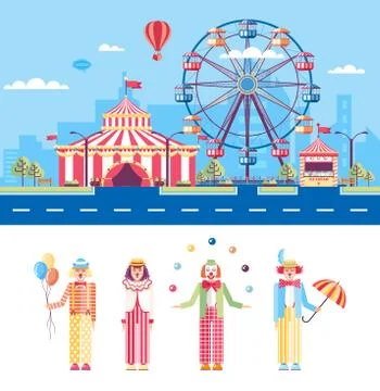 Circus and Clowns Stock Illustration