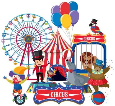 Circus animals and ring master Illustrazione stock