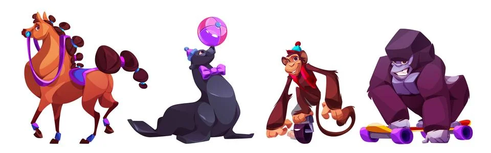 Circus animals during performance. イラスト素材