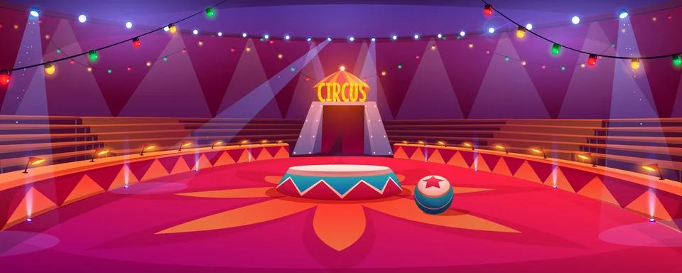 Circus arena classic round stage under tent dome Stock Illustration