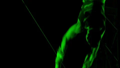 Circus Artist Is Performing High Up At The Ceiling Of The Circus, Show, 4K Video 스톡 동영상 72367037