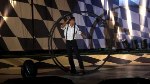 Circus Artist -Wheel Performance 2 Stock Footage 12449594
