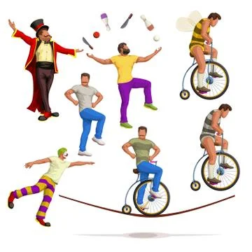 Circus artists set Stock Illustration