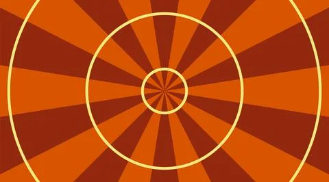 Circus background of red and gold lines stripe. Retro sun beam ray template f Stock Illustration